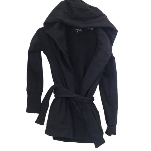 ARITZIA Community Cotton Open Hood Wrap Cardigan Oversize Jacket Sweatshirt Belt - Picture 1 of 16